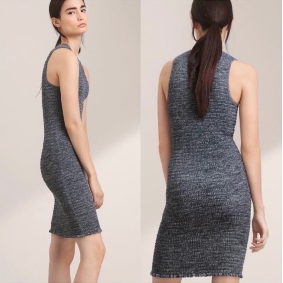 NWT ARITZIA Wilfred Free Women Smocked Shayk Dress XXS HEATHER cloudy - Picture 2 of 7
